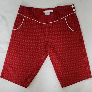 LIJA Women's Red Windowpane Plaid Golf Bermuda Shorts Sz 4